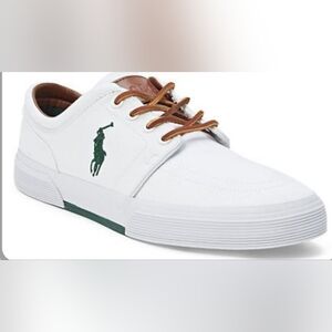 Polo by Ralph Lauren Faxon Low Canvas Sneakers with Green Logo, Men Size 10